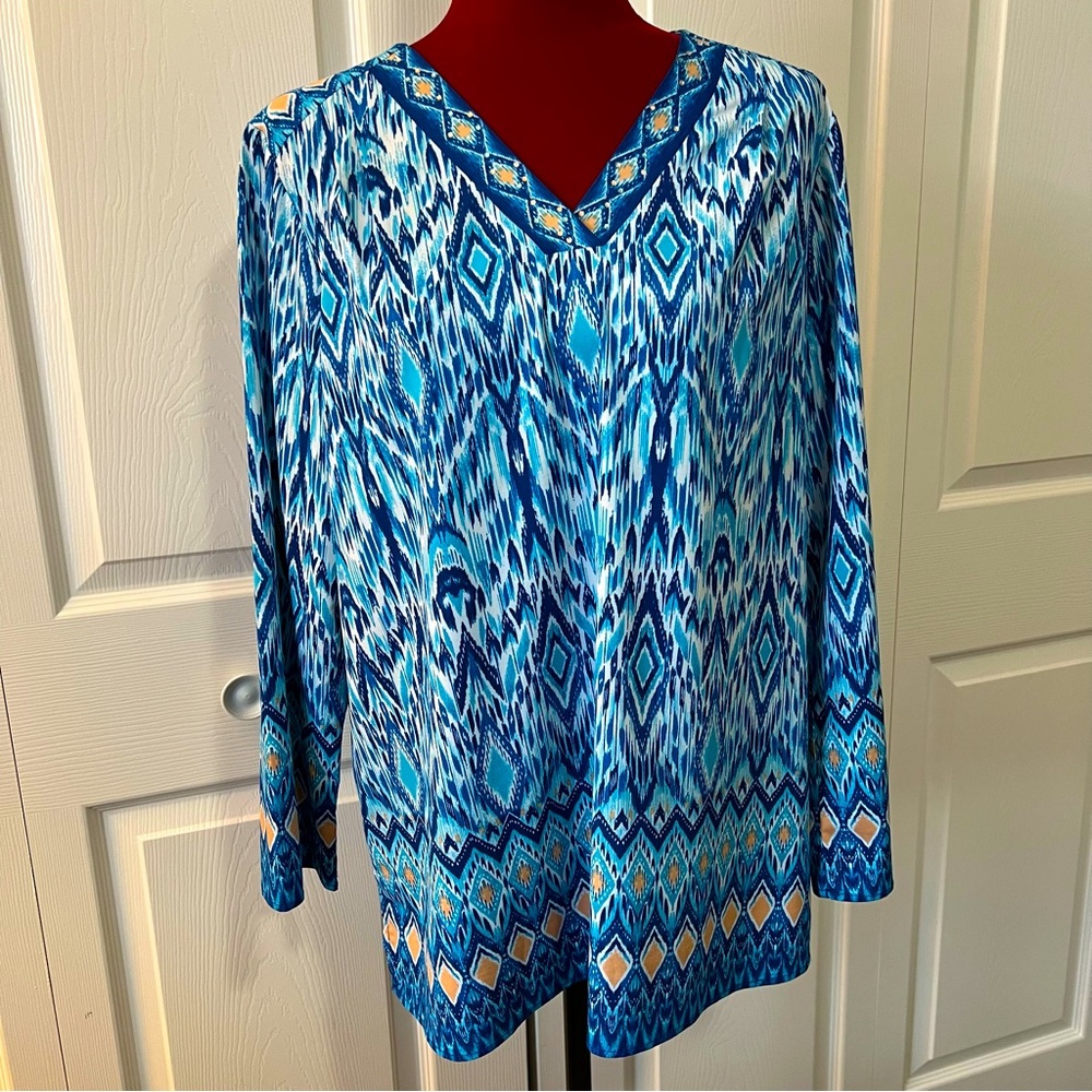 Belle by Kim Gravel ikat print v-neck blouse